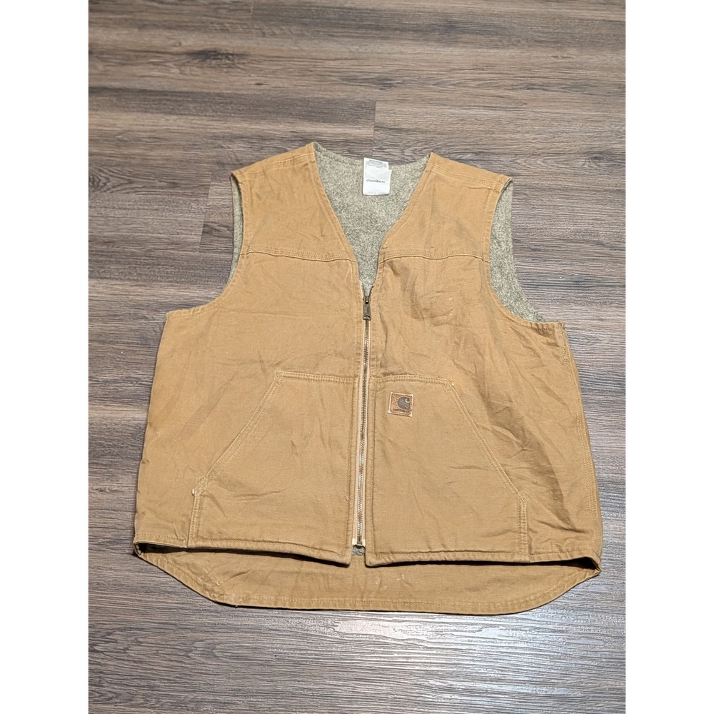 Carhartt V26 CML Sandstone Duck Sherpa Lined Vest Mens Large Brown Workwear